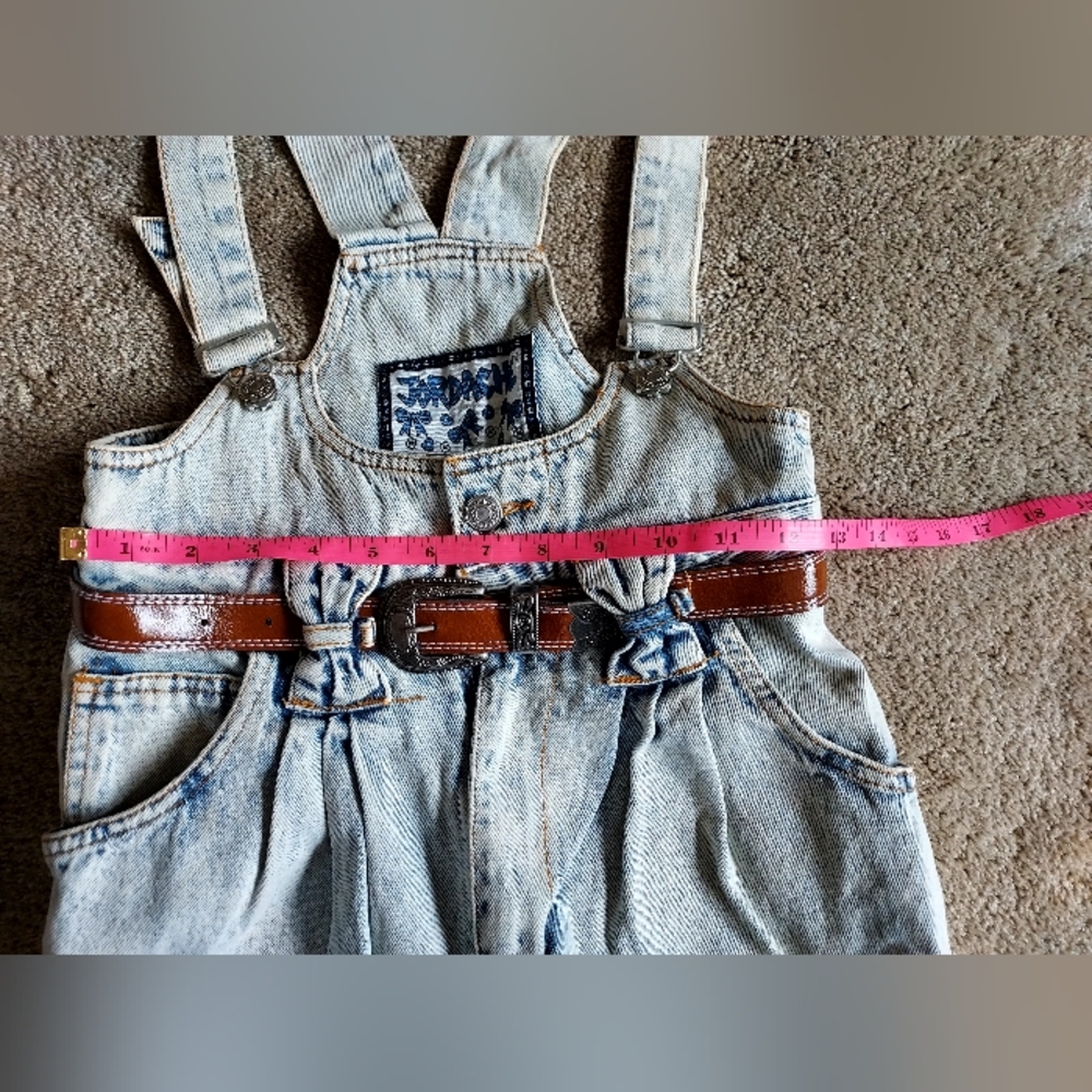 Vintage 80s Jordache Bow Detail Overall Jumpsuit with Western Belt - Picture 9 of 16